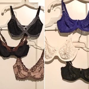 Lot of 6 bras - gently/minimally used : 34 DD